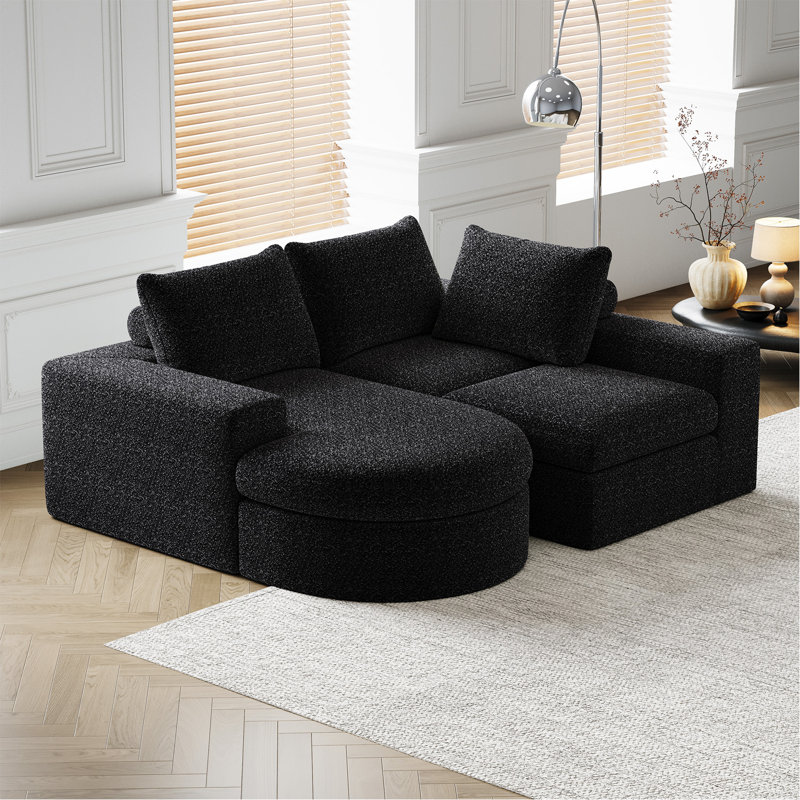 Canapé modulaire incurvé en chenille de 99 pouces avec méridienne, canapé modulaire en forme de L avec sièges profonds, canapé modulaire en chenille pour le salon et la chambre à coucher, aucun assemblage requis