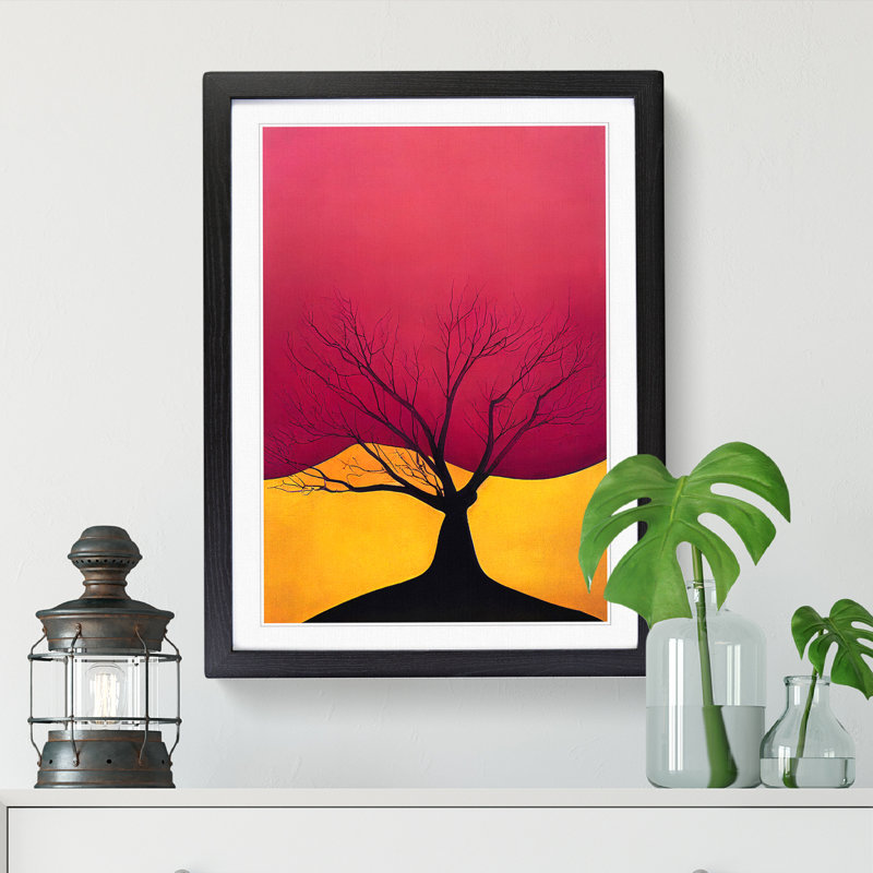 FRM-V0523-1870X Plum Tree Contemporary - Picture Frame Print, Black, 64cm H x 46cm W x 2cm D