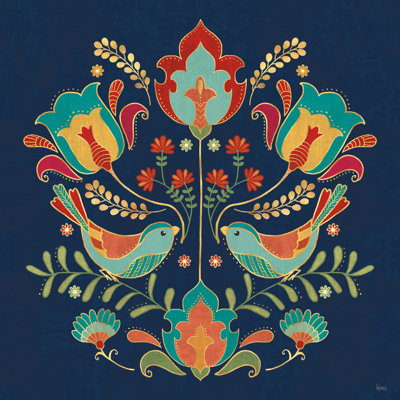 Folk Floral III Dark by Veronique Charron Canvas Graphic Art Print