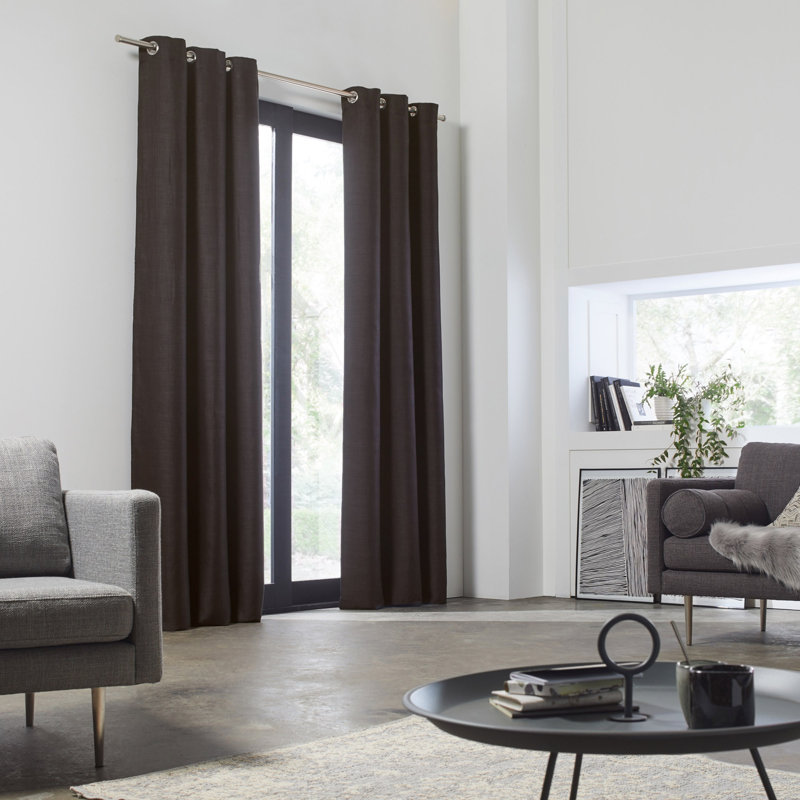 Lina Polyester Blackout Single Curtain Panel Single Panel, Dark Gray, 78.74" W x 110.2" L