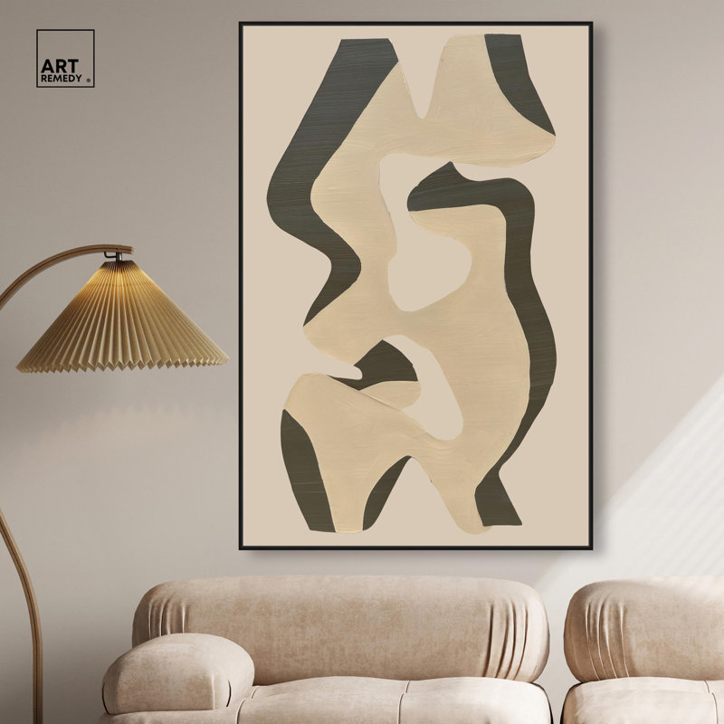 Décoration murale moderne Shapes of Sage I par Art Remedy, H 55 po x l 37 po, Cadre flottant noir