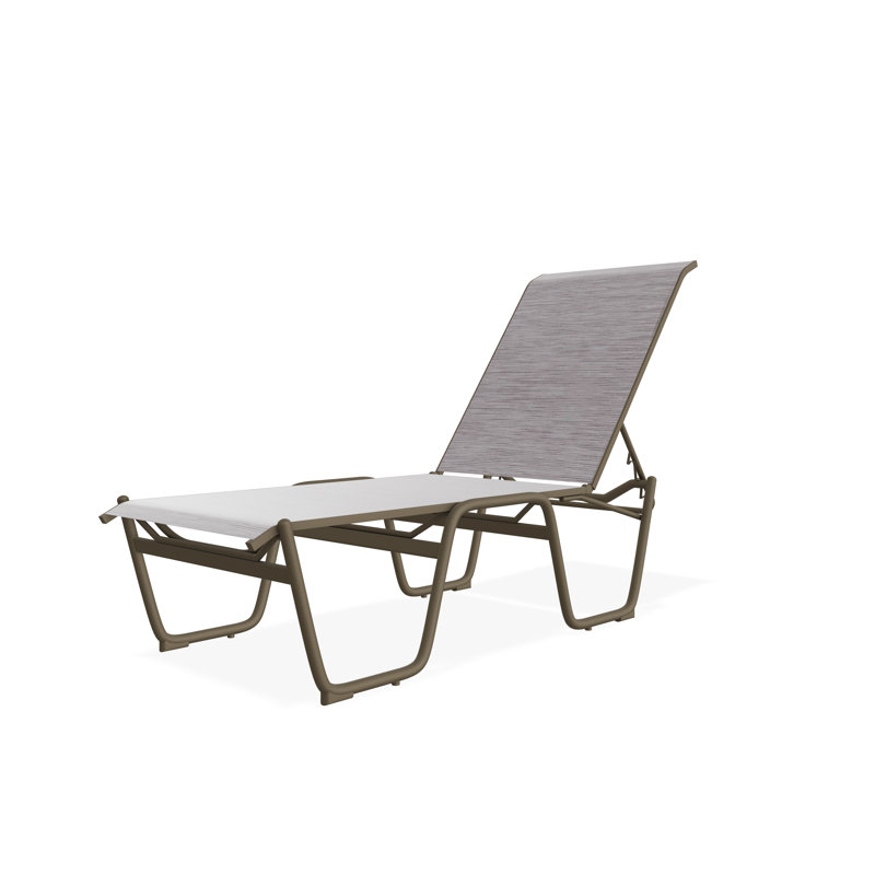 Chaise longue sans accoudoirs empilable en aluminium Gardenella, Fossile, Bois de plage