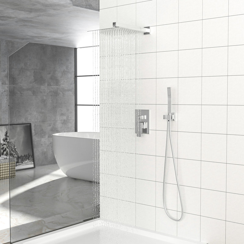 Wall Mounted Dual Shower - , With Rainfall Head And Handheld For Custom Bathing Square , Valve 1.8 Gpm Max Flow Rate