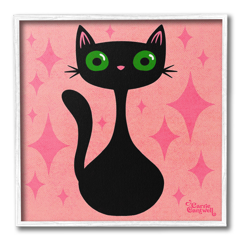 «Bd-536_FG« Cat With Pink Diamonds Single Photo Frame »par Carrie Cantwell sur toile, H 24 po x l 24 po