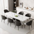 94.5” Extendable Dining Table Set With Rectangular Sintered Stone Top And 8 Faux Leather Chairs