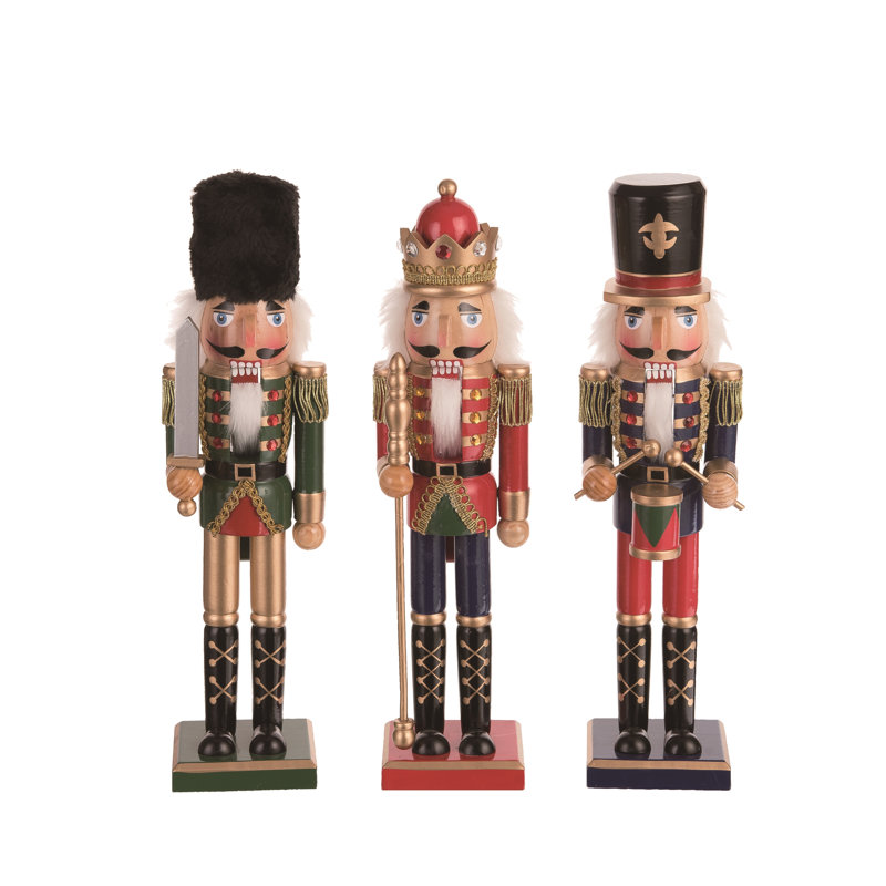 Ensemble de 3 figurines casse-noisette en bois Royal