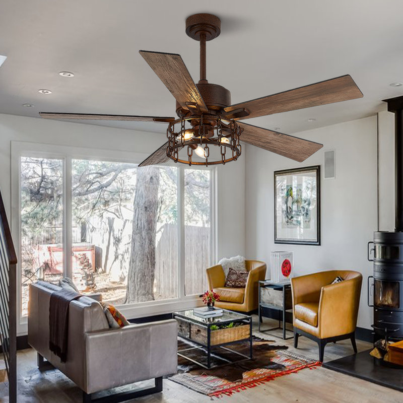 52 Inch Farmhouse Caged Ceiling Fan