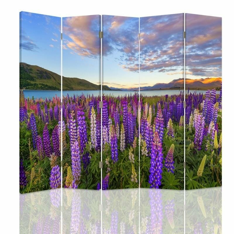 Paravent A Lavender Field Canvas mit 5 Paneelen