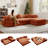 Boneless 106.3" L-Shaped Cloud Sectional Sofa with Oversized Chaise.Modern Convertible Lounge Chair, Corduroy Fabric, Square Platform Design with Metal Frame, Floor Sofa Bed with Fixed-Shape Frame,Living Room Seating with Armrest  Orange-1112998376