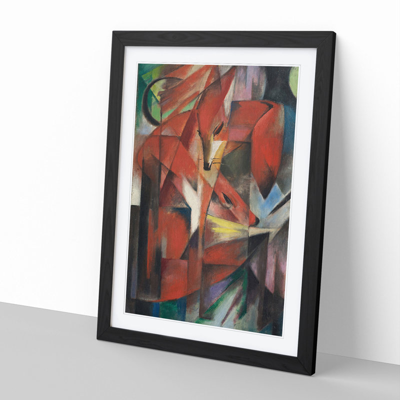 The Foxes Vol.2 by Franz Marc - Picture Frame Painting, 48cm H x 36cm W x 2cm D, Black