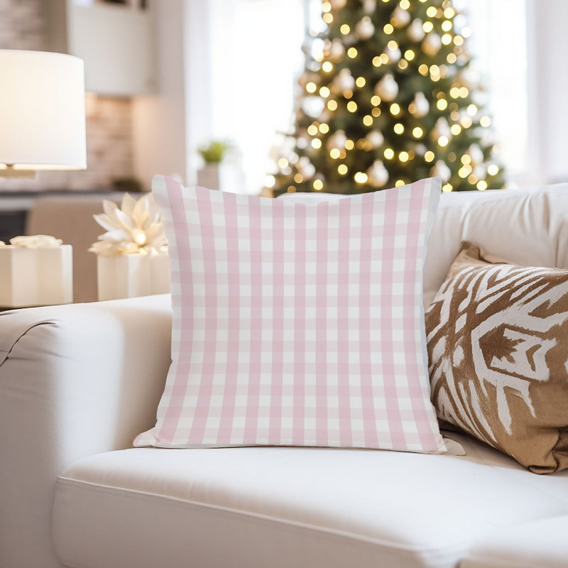 Abstract Light Pink Plaid Pattern Patterns Modern, 16" H x 16" W