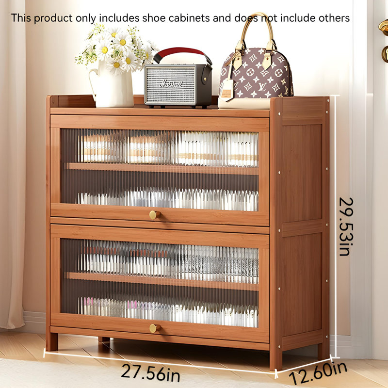 Multi Layer Bamboo Dust-Proof Shoe Cabinet For Household Use, With Easy Storage At The Door And A Detachable Shoe Rack. The Layer Board Is Sturdy And Durable