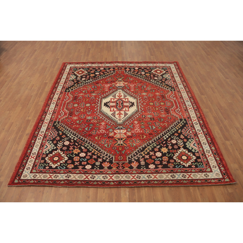 Tapis oriental à motif végétal à teinture végétale 8 x 10