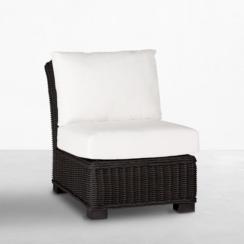 Rustic Woven Sectional Slipper Chair, No Welt, Linen Forest, Black Walnut