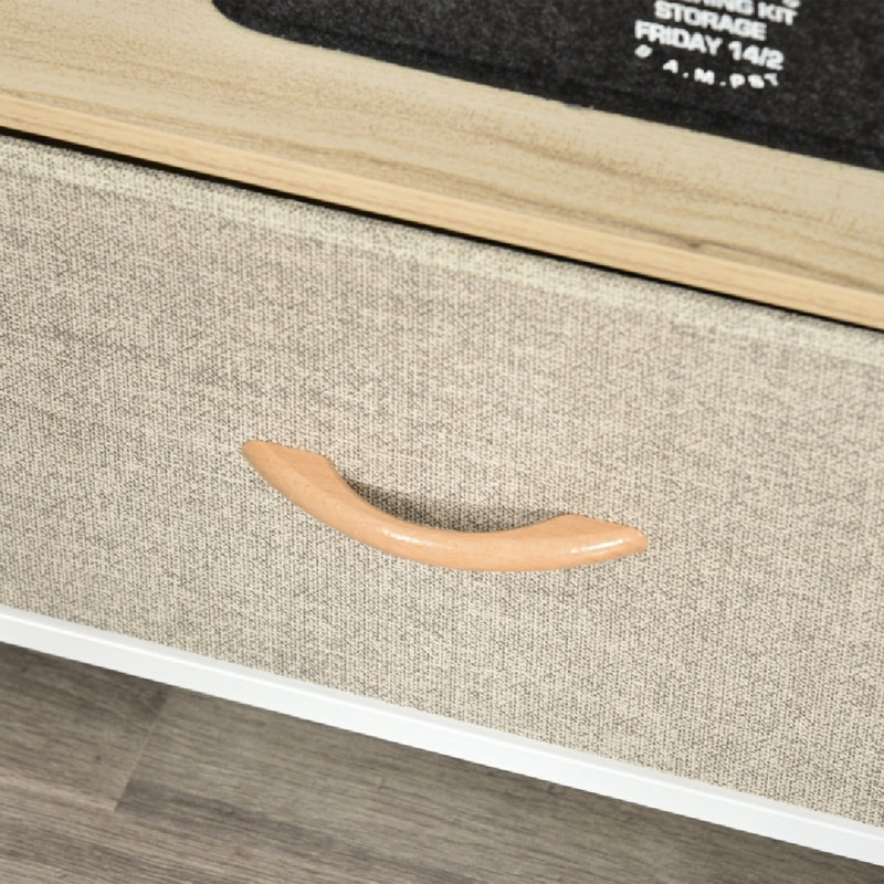 TV Stand Cabinet With 2 Foldable Drawers, Maple
