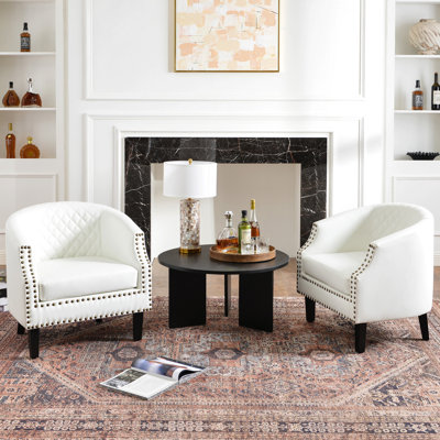 Boney 29" W Faux Leather Upholstered Armchairs