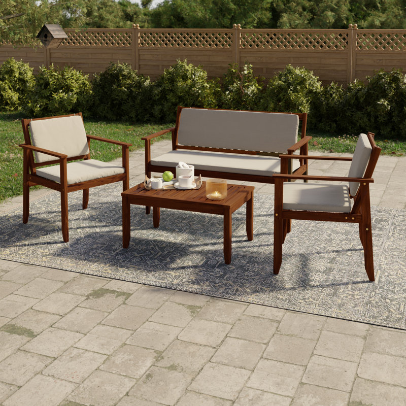Ensemble de mobilier d'extérieur 4 pièces Ejnar en bois d'acacia massif