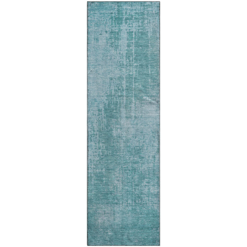 Premium Machine Washable Prisco Aqua Rug, Runner 2'3" x 7'6"