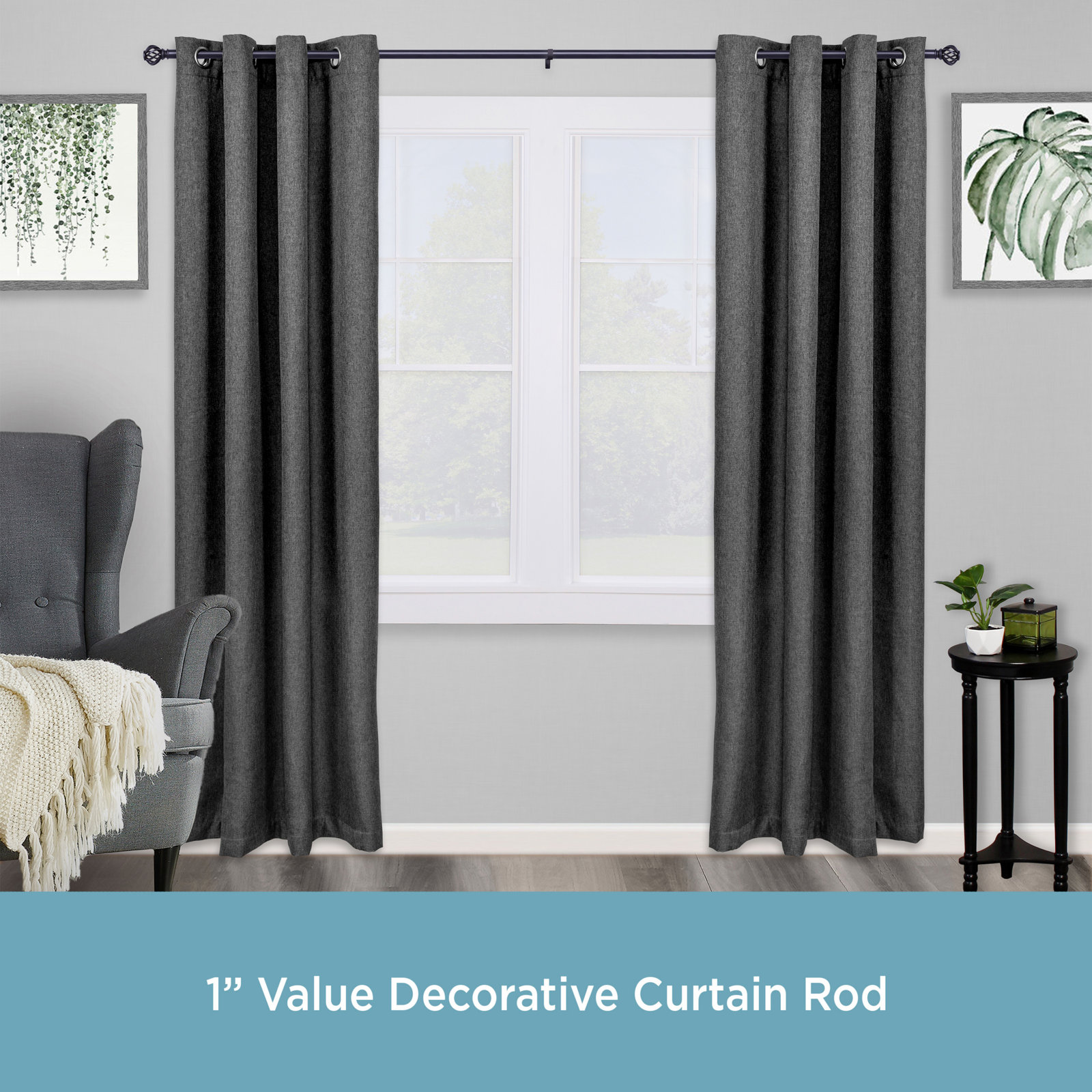 Kielle Cage Curtain Rod, Black