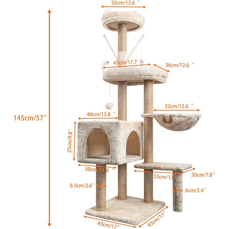 145cm H Cat Tree, Beige