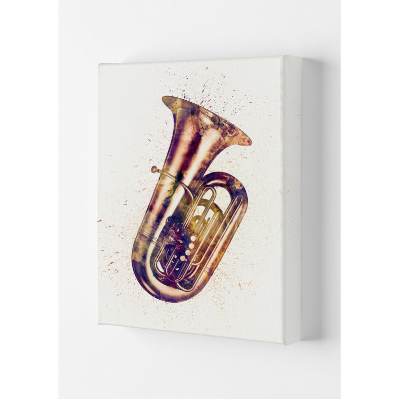 Tuba Music by Michael Tompsett - Print, 29.7cm H x 21cm W x 4cm D, Wrapped Canvas