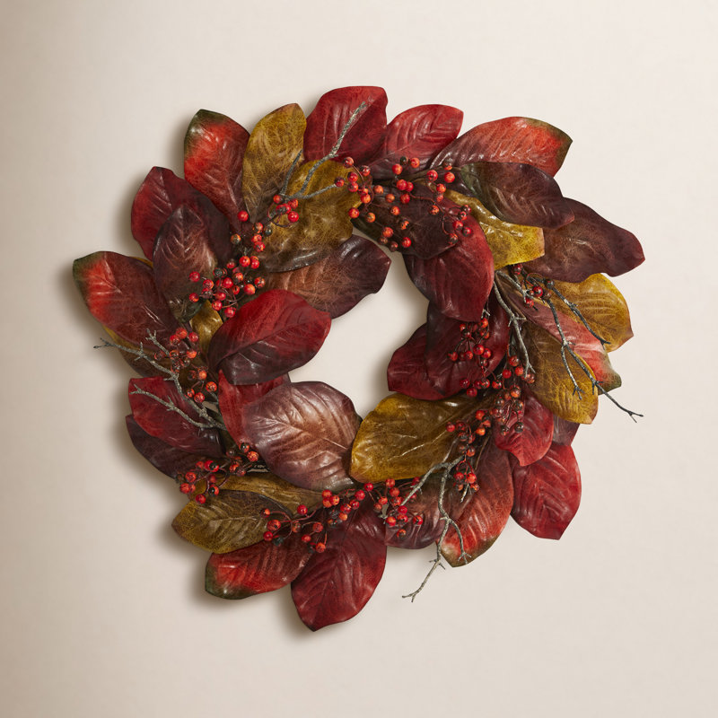 Couronne de faux-magnolia 30 po, Rouge