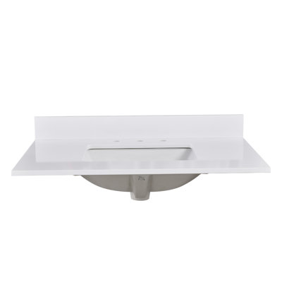 Plateau de meuble-lavabo simple 36 po en blanc uni avec lavabo - pour remplacement de meuble-lavabo, sans armoire