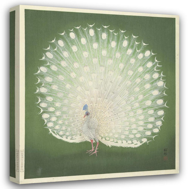 «Peacock» par Ohara Koson - Art mural sur toile tendue avec châssis, H 40 po x l 28 po