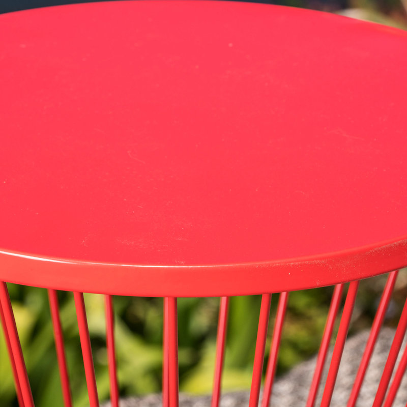 Table d'appoint rouge 16 "pour l'extérieur, avec structure moderne et structure en fer
