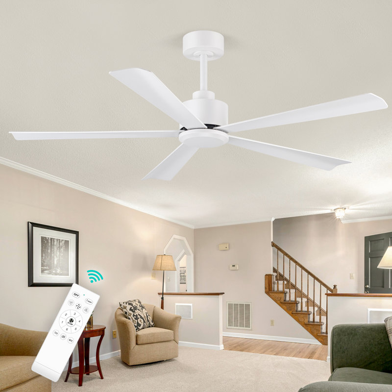 Ilze 52'' 5-Blade DC Motor Indoor/Covered Outdoor Lightless Ceiling Fan with Remote Control, White