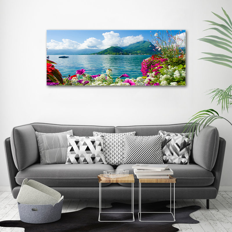 Flowers By The Lake - Wrapped Canvas Print