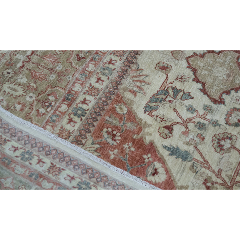 Hand-Knotted High-Quality Ivory and Rust Area Rug