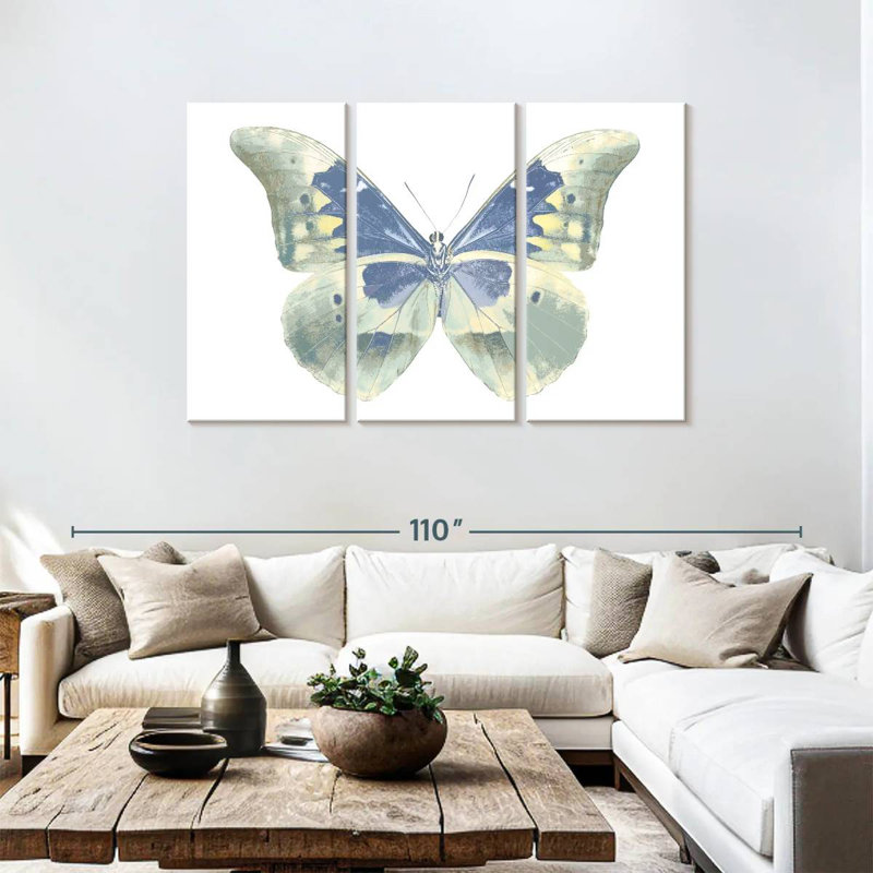 Brampt papillon en indigo, H 48 po x l 74 po
