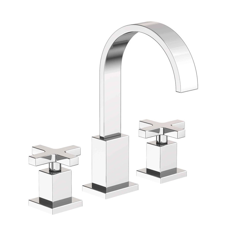 Secant Widespread Bathroom Faucet with Drain Assembly, Polished Chrome