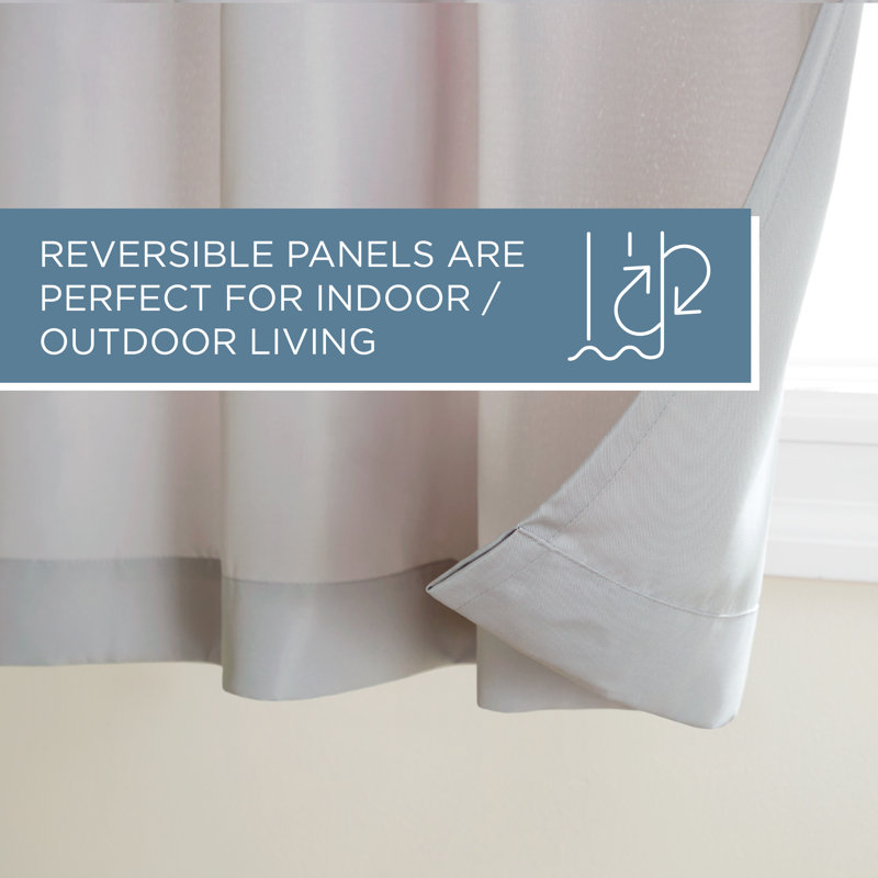 Ensemble de 2 rideaux à œillets TOWN & COUNTRY BASICS Cabana pour intérieur et extérieur, Cloud Gray, 54" W x 132" L