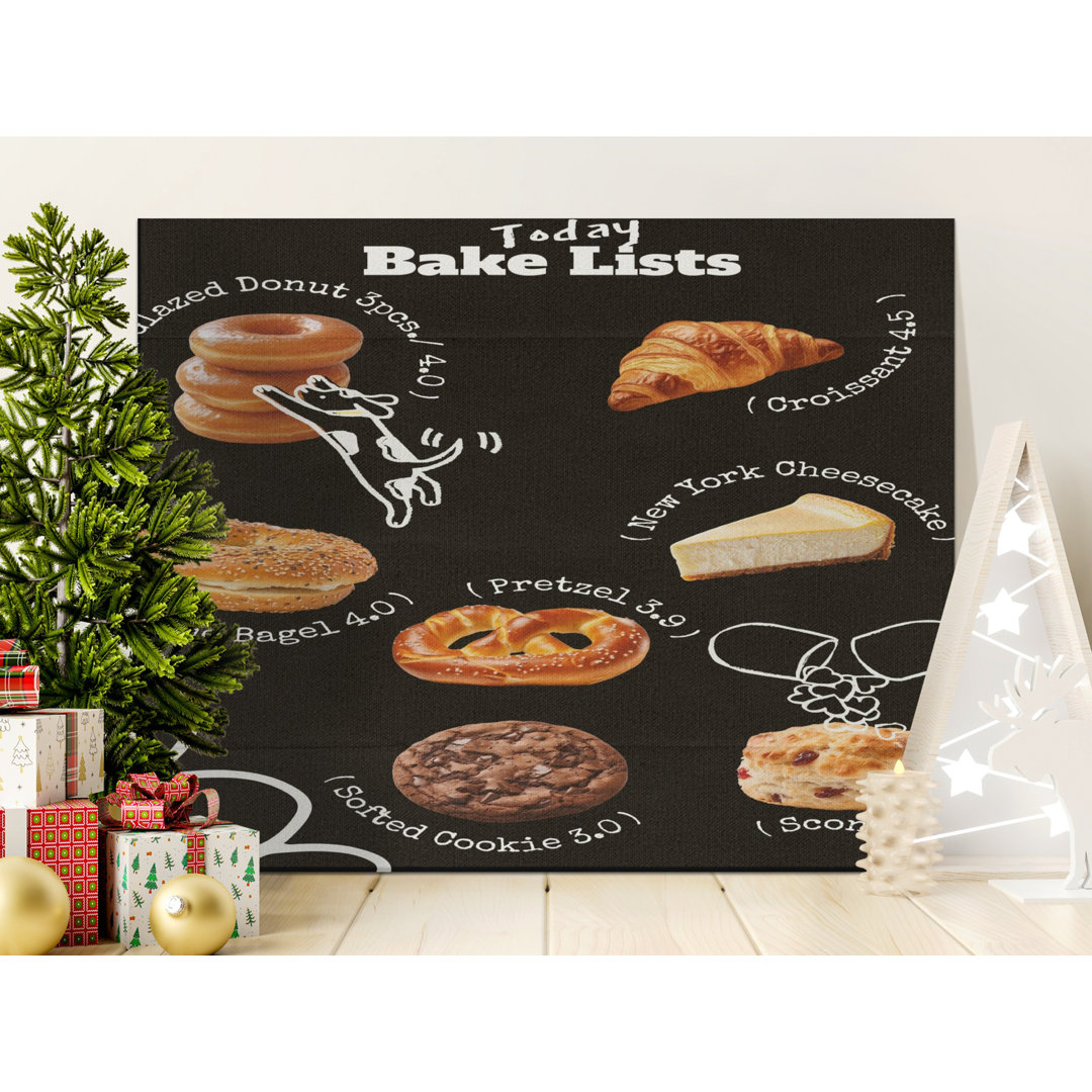 Whimsical Bakery Bake Lists Saraland | Cozy Kitchen Decor Foodie Gift | Cafe Menu Chalkboard Print Home Art