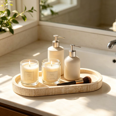 Plateau de meuble-lavabo en marbre Natural Travertine 11,8 x 5 po