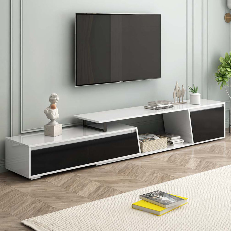 Rectangle Extendable TV Stand Up to 100" TV Cabinet Media Cabinet Media Center, White