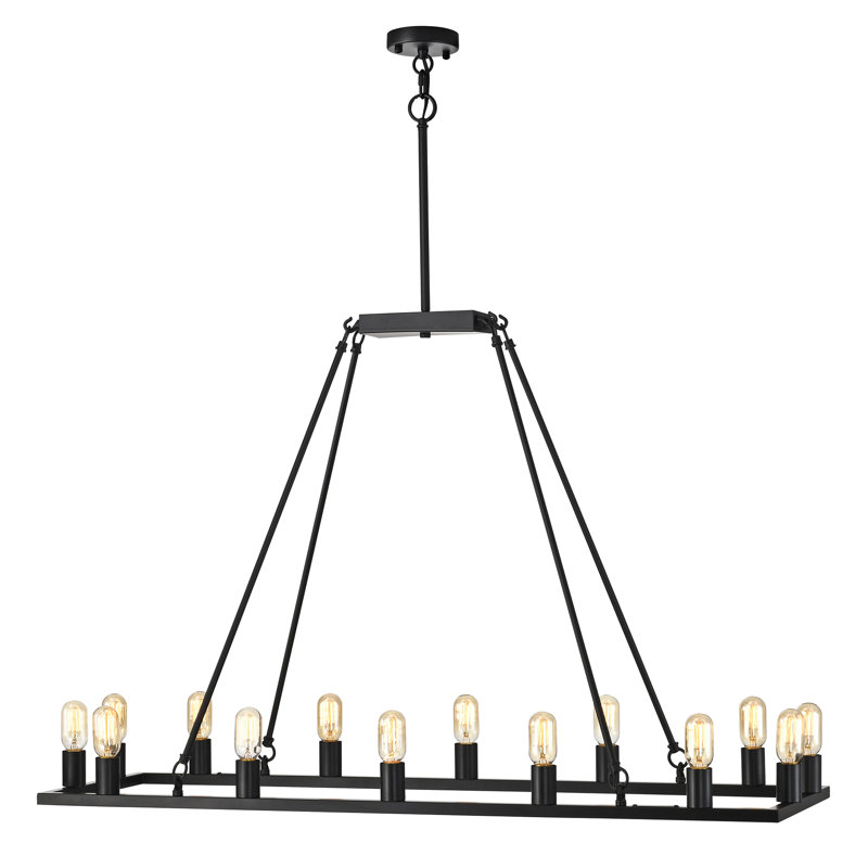 Lustre rectangulaire pour îlot de cuisine à 14 lumières Anjana