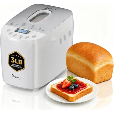 Davivy 3LB Bread Maker Machine with Gloves 15-in-1 Automatic Large Capacity Bread Machine Nonstick Bowl For Bread, Jam& Yogurt