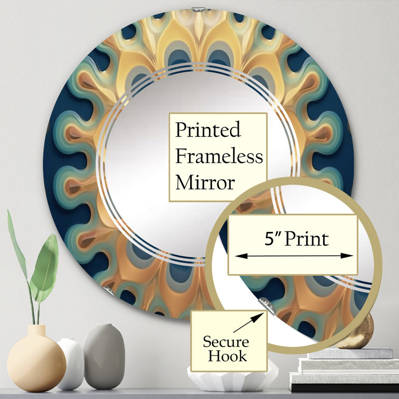 Naretha - Miroir mural moderne rond, 24 po x 24 po
