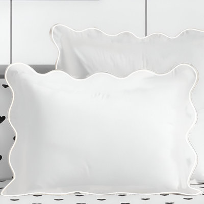 400TC Cotton Scallop Embroidery Sateen Solid Pillow Sham