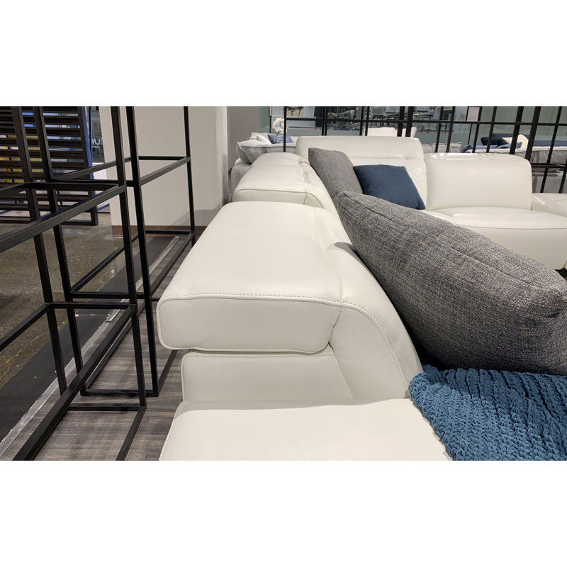Canapé modulaire en cuir avec repose-pieds Liuba, Face à la gauche