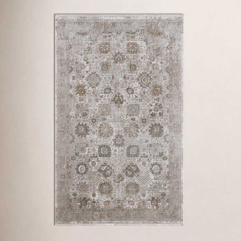 Tapis ivoire et floral traditionnel Cadiz, Rectangle 11 pi 6 po x 14 pi 6 po