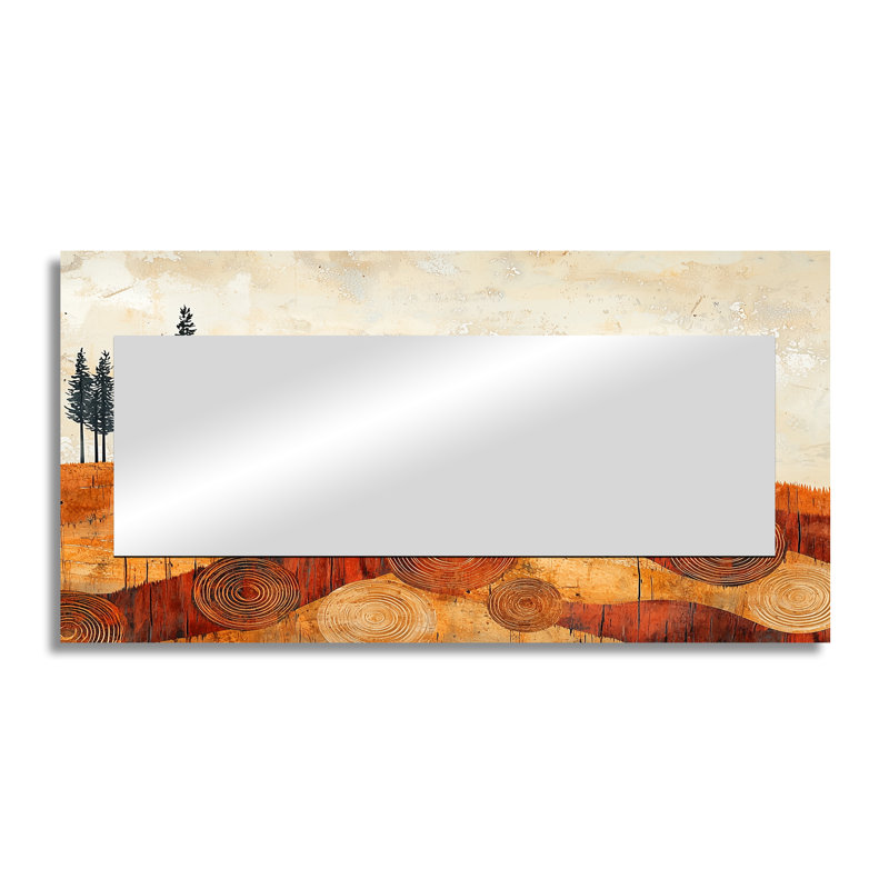 Autumn Barn With Tractor Landscape I - Miroir d'appoint Farm Farm - imprimé sur métal, 28 po x 55 po