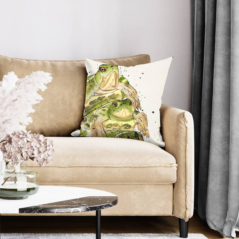 Three aquatic turtles - 20"x20" Throw pillow cover - Poly twill - Print on demand, 20" x 20"