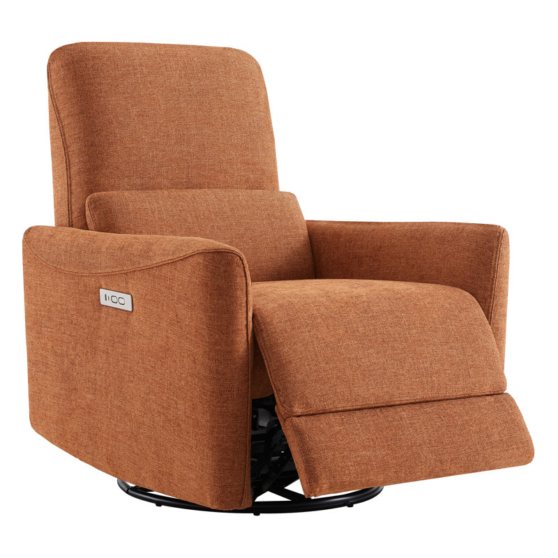 Fauteuil inclinable électrique pivotant rembourré Mikkel, Natté terre cuite