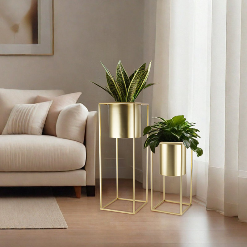Set of 2 Large Planters with Stand Planter for Indoor Plants 28 &18" H Morden Plant Pots , null