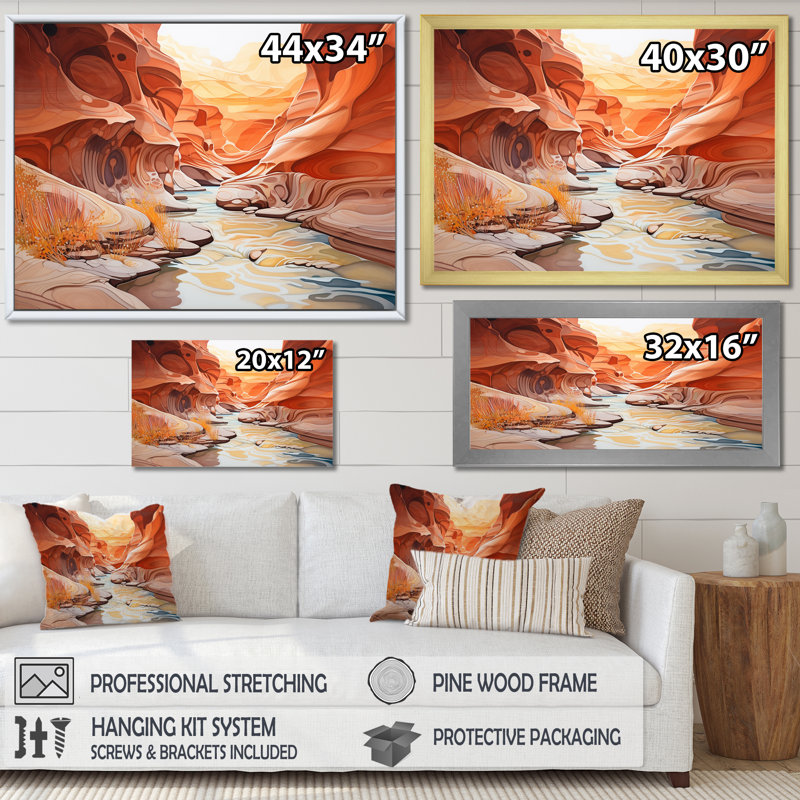 Canyon Antelope liquide Art V - Canyon, reproduction d'art sur toile encadrée, H 30 po x l 40 po x P 1,5 po, Toile tendue