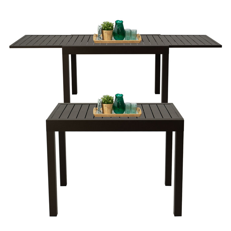 Table de salle à manger d'extérieur extensible Kozyard, longueur réglable de 43 à 86,6 po, structure entièrement en aluminium, résistante aux intempéries et à la rouille, pour la cour, le porche, le balcon, le jardin, brun